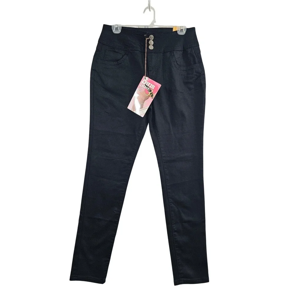 Hybrid Company Bum Lifter 3.0 Pants Women Size 9 Black Solid Stretch Skinny Slim